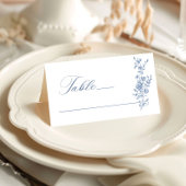 Victoriaans  Grace Floral Dusty Blue Wedding Plaatskaartje