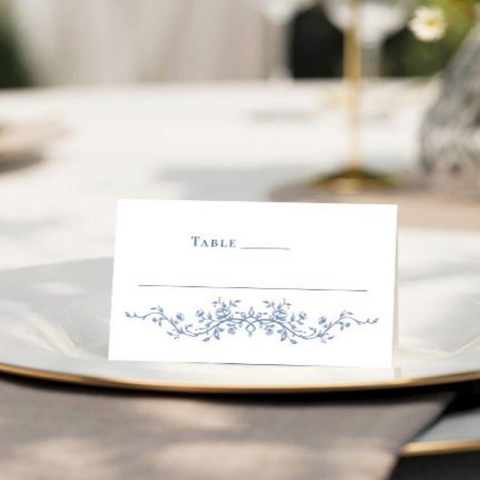 Victoriaans Grace Floral Dusty Blue Wedding Plaatskaartje