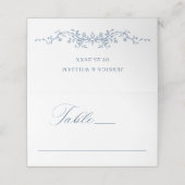 Victoriaans  Grace Floral Dusty Blue Wedding Plaatskaartje (Buitenkant ongevouwen)