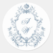Victoriaans  Grace Floral Dusty Blue Wedding Ronde Sticker (Voorkant)