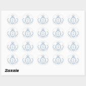 Victoriaans Grace Floral Dusty Blue Wedding Ronde Sticker (Vel)