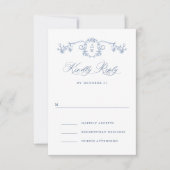 Victoriaans  Grace Floral Dusty Blue Wedding RSVP Kaartje (Voorkant)