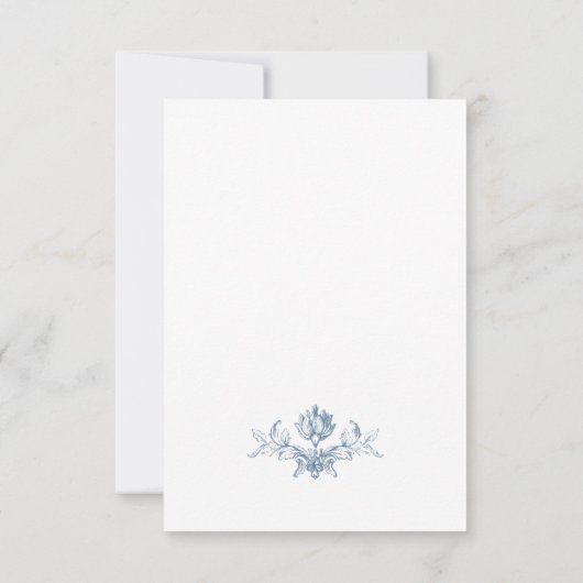 Victoriaans Grace Floral Dusty Blue Wedding RSVP Kaartje (Achterkant)