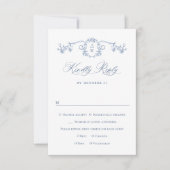 Victoriaans  Grace Floral Dusty Blue Wedding RSVP Kaartje (Voorkant)