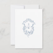 Victoriaans  Grace Floral Dusty Blue Wedding RSVP Kaartje (Achterkant)