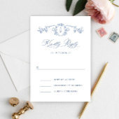 Victoriaans  Grace Floral Dusty Blue Wedding RSVP Kaartje
