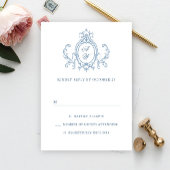 Victoriaans  Grace Floral Dusty Blue Wedding RSVP Kaartje