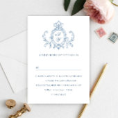 Victoriaans  Grace Floral Dusty Blue Wedding RSVP Kaartje