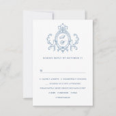Victoriaans  Grace Floral Dusty Blue Wedding RSVP Kaartje (Voorkant)