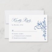 Victoriaans Grace Floral Dusty Blue Wedding RSVP Kaartje (Voorkant)