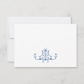 Victoriaans Grace Floral Dusty Blue Wedding RSVP Kaartje (Achterkant)