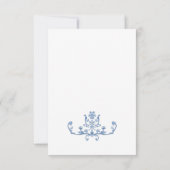 Victoriaans  Grace Floral Dusty Blue Wedding RSVP Kaartje (Achterkant)