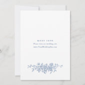 Victoriaans Grace Floral Dusty Blue Wedding Save The Date (Achterkant)
