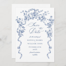 Victoriaans  Grace Floral Dusty Blue Wedding Save The Date
