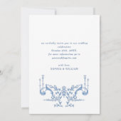 Victoriaans  Grace Floral Dusty Blue Wedding Save The Date (Achterkant)