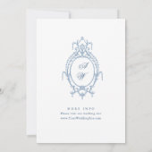 Victoriaans  Grace Floral Dusty Blue Wedding Save The Date (Achterkant)
