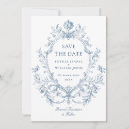 Victoriaans  Grace Floral Dusty Blue Wedding Save The Date