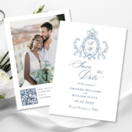 Victoriaans  Grace Floral Dusty Blue Wedding Save The Date