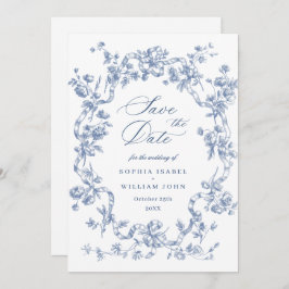 Victoriaans  Grace Floral Dusty Blue Wedding Save The Date