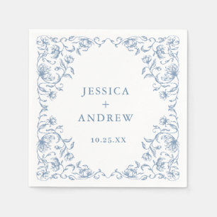 Victoriaans Grace Floral Dusty Blue Wedding Servet