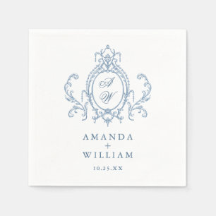 Victoriaans  Grace Floral Dusty Blue Wedding Servet