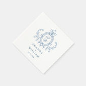 Victoriaans Grace Floral Dusty Blue Wedding Servet (Hoek)