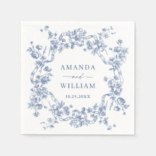 Victoriaans  Grace Floral Dusty Blue Wedding Servet