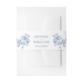 Victoriaans  Grace Floral Dusty Blue Wedding Uitnodigingen Wikkel (Voorkant Voorbeeld)