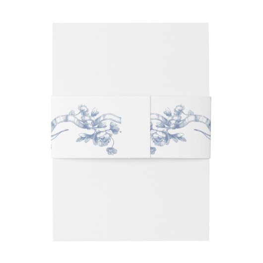 Victoriaans  Grace Floral Dusty Blue Wedding Uitnodigingen Wikkel (Achterkant Voorbeeld)