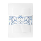 Victoriaans  Grace Floral Dusty Blue Wedding Uitnodigingen Wikkel (Voorkant Voorbeeld)