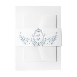 Victoriaans  Grace Floral Dusty Blue Wedding Uitnodigingen Wikkel
