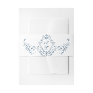 Victoriaans  Grace Floral Dusty Blue Wedding Uitnodigingen Wikkel