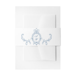 Victoriaans  Grace Floral Dusty Blue Wedding Uitnodigingen Wikkel