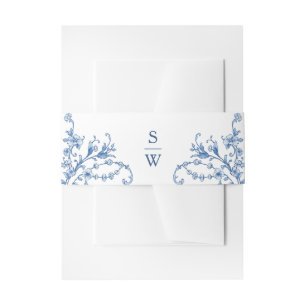 Victoriaans  Grace Floral Dusty Blue Wedding Uitnodigingen Wikkel
