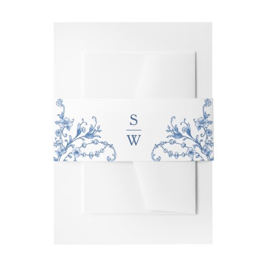 Victoriaans  Grace Floral Dusty Blue Wedding Uitnodigingen Wikkel (Voorkant Voorbeeld)