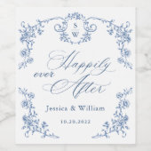 Victoriaans  Grace Floral Dusty Blue Wedding Wijn Etiket (Enkel label)
