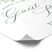 Victoriaans Grace Floral Green Guestbook Sign Poster (Hoek)