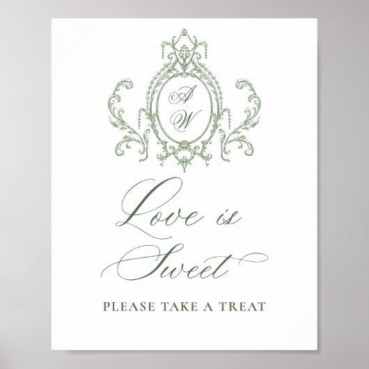 Victoriaans Grace Floral Green Love is Sweet Poster (Voorkant)