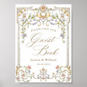  Victoriaans Grace Floral Guestbook Sign Poster (Voorkant)