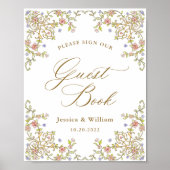  Victoriaans Grace Floral Guestbook Sign Poster (Voorkant)