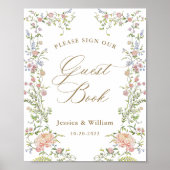  Victoriaans Grace Floral Guestbook Sign Poster (Voorkant)