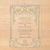 Victoriaans  Grace Floral Lijst Bruiloft Acryl Uitnodigingen (Voorkant)