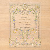 Victoriaans  Grace Floral Lijst Bruiloft Acryl Uitnodigingen (Voorkant)