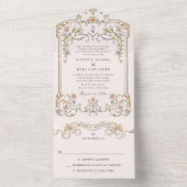 Victoriaans  Grace Floral Lijst Bruiloft All In One Uitnodiging (Binnen)