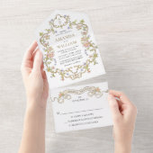 Victoriaans  Grace Floral Lijst Bruiloft All In One Uitnodiging (Afscheurbaar)