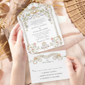 Victoriaans  Grace Floral Lijst Bruiloft All In One Uitnodiging
