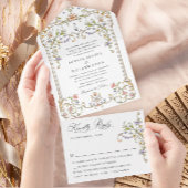 Victoriaans Grace Floral Lijst Bruiloft All In One Uitnodiging