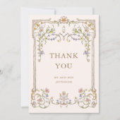 Victoriaans  Grace Floral Lijst Bruiloft Bedankkaart (Voorkant)