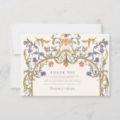 Victoriaans  Grace Floral Lijst Bruiloft Bedankkaart (Voorkant)