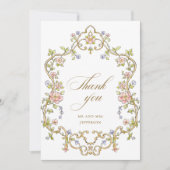 Victoriaans  Grace Floral Lijst Bruiloft Bedankkaart (Voorkant)